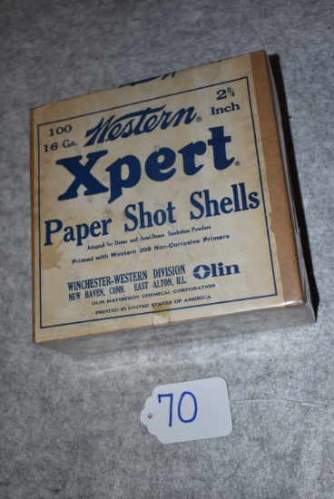 Western (Olin) – Xpert 16ga. 2 ¾” 100ct Paper Shot Shells – Full – WTOC