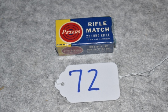 Peters – Rifle Match No 2226 – 22 Long Rifle Cal. Full Box of 50ct – Red/Blue/Yellow & White in Colo