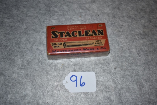 STACLEAN – Montgomery Ward & Co. – No. 1222 – 19 Total Rounds, 11 Are Correct – 30-30 Win. Cal. Soft