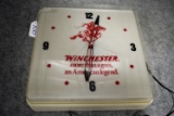 Winchester – 16” x 16” Illuminated Plastic Cased Wall Clock – w/Winchester Rider & Text of “Winchest