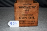Winchester – Rare “Red” Letter Wooden Gun Oil Box – w/Stamping on Two Ends – Box is in Very Good Con