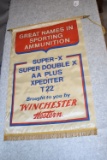 Winchester-Western – 22” Wide x 32” Tall Wall Promotional Banner w/Fringes – “Great Names In Sportin