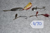 Grouping of 4 Winchester Fishing Lures – 1st is No. 9621 Gold Bowl Spinner w/Feathers – 2nd is No. 9