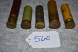 Grouping of 5 Shot Shells – 1st is Winchester 10ga. New Rival – 2nd is Winchester 12ga. Repeater – 3