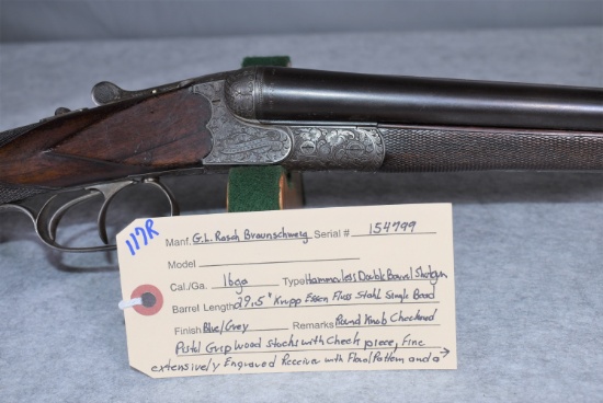 G.L. Rasch Braunschweig – 16ga. Hammerless Double Barrel Shotgun