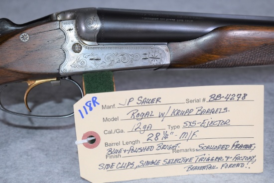 J.P. Sauer – Mod. Royal – 12ga. Hammerless Double Barrel Shotgun