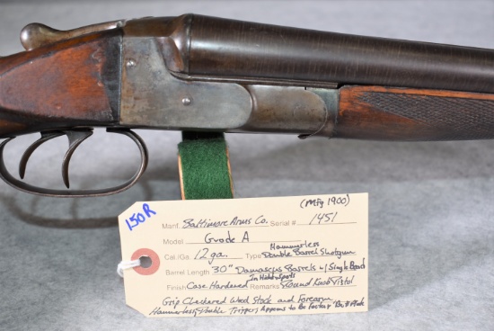 Baltimore Arms Co. – Grade A – 12ga. Hammerless Double Barrel Shotgun