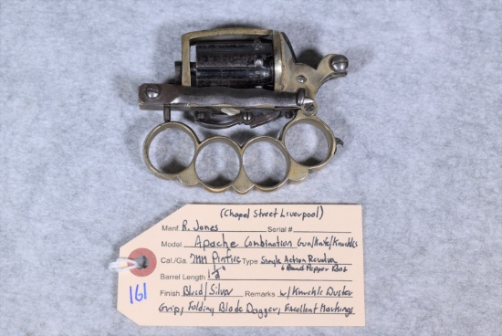 R. Jones (Chapel Street, Liverpool) – Apache Combination Gun/Knife/Knuckles – 7mm Pinfire Cal. Singl