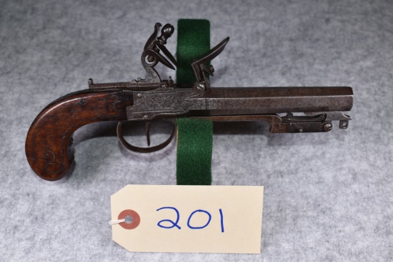 Early Flintlock Top Hammer 50 Cal. Folding Dagger Pistol