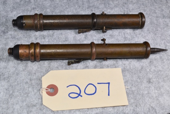 Pair of Unknown Mfg. – Dart Alarm Guns Made From Copper/Brass Metal