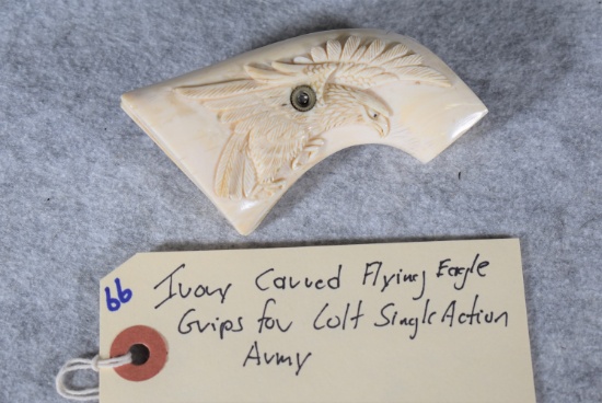 Excellent Set of Ivory Carved Flying Eagle Grips for Colt Single Action Army