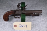 Early Flintlock Top Hammer 50 Cal. Folding Dagger Pistol