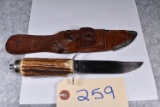 Stag Handle Sheath Hunting Knife/Gun Combination