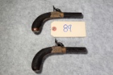 Unknown Mfg. – Quality 52 Cal. Top Hammer Matched Pair Single Shot Percussion Pistols