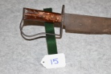 Civil War Era D-Guard Bowie Knife – w/12 ½” Long x 1 ¾” Wide Blade – w/One Piece Wood Grip