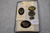 Lot Consisting of Riker Case Containing 5 Pieces Civil War Officers Hat Insignias