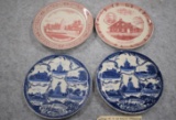 Grouping of 4 Old English Staffordshire Gettysburg, PA Souvenir Plates