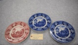 Grouping of 3 9 ¾” Old English Staffordshire Ware – Jennie Wade Museum, Gettysburg, PA Souvenir Plat