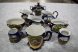 Grouping of 9 Jennie Wade House, Gettysburg, PA Porcelain Sugar Bowls, Creamers, Toothpick Holder &