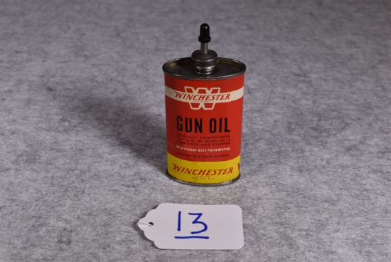 Winchester – Can of “Gun Oil” – 3 Fluid Ounces (Can Appears to be Full) – Red, Yellow & Black Tin