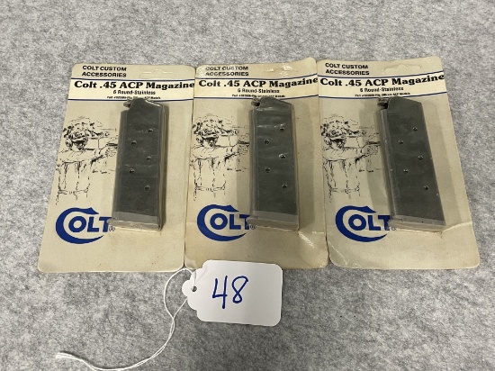 Lot of 3 Colt 6 Round 45 ACP Stainless Magazines – New in Package
