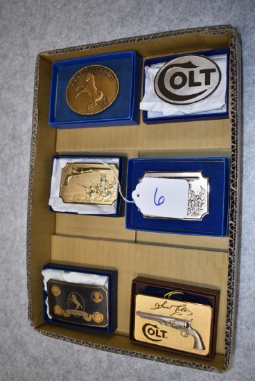 6 Various Colt Belt Buckles – w/Original 2pc. Boxes