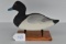 Blue Bill Drake Wooden Decoy, Flat Bottom Jobes Maker