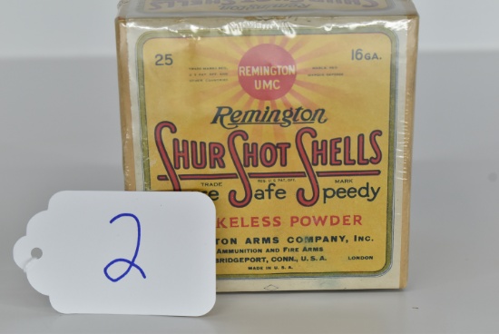 Sealed Box of Remington – 16ga. 6 Shot – “Shur-Shot Shells” BOA, Great Color, WTOC