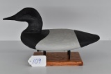 Wooden Drake Decoy w/Early Iron Spike Keel – Re-Headed JM Carved in Belly