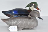 Pair of Wood Duck Decoys – Stamped: “HRJ & H” on Belly “Jobes” – Stamped “HRJ & H” on Belly