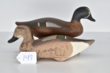 Pair of Blue Wing Teal Wooden Decoys – Branded HRJ (Harry Robert Jobes)