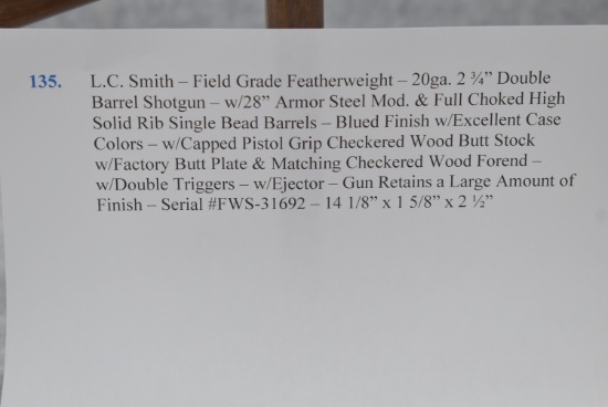 L.C. Smith – Field Grade Featherweight – 20ga. 2 ¾” Double Barrel Shotgun