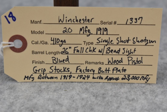 Winchester – Mod. 20 – 410ga. Single Shot Shotgun