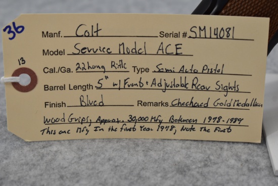 Colt – Service Model ACE – 22 Long Rifle Cal. Semi-Auto Pistol