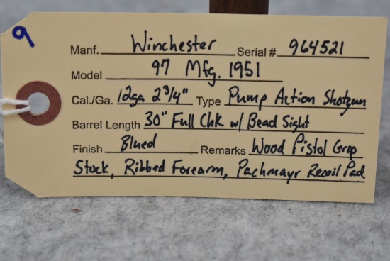 Winchester – Mod. 97 – 12ga. 2 ¾” Pump Action Shotgun