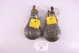 Pair of Zinc/Pewter Rifle Powder Pistol Flasks