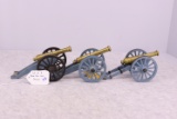 Lot of 3 Brass Tube Cast Cannons