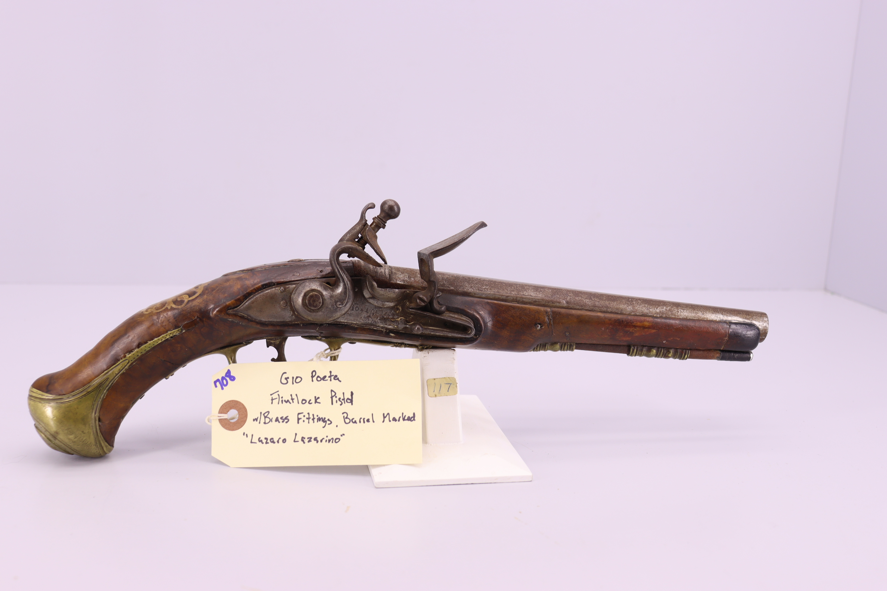 Lot - Antique Flintlock Pistol with Accessories