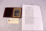 ¼ Plate Tin Type of 3-Armed 29th PA Vol. w/Solider Musket in Original Case