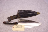 U.S. M-1873 Trowel Bayonet w/rare Leather Scabbard, including Wooden Plug for Grip