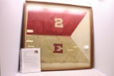 Framed 2nd US Cavalry Flag 33” Wx28” T – Frame is 36” W x 33 ½ “Tall w/Description and History Paper
