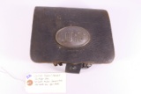Civil War Federal Model 1861 Musket Cartridge Box. “US” Plate on box, Ammunition tins inside box