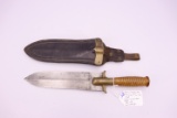 Springfield 1880 Bayonet, Marked “US Springfield” and “150” on Hilt. Leather Scabbard w/Brass Hanger