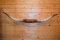 84” Wide Long Horn Cattle Horns on Wall Leather Strapped Plaque