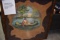 Large Exceptional Painted Indian Maiden in Birch Bark Canoe – Painted on Deer Hide – 42” High & 44”