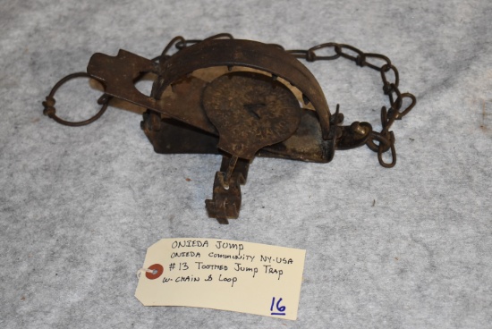 Oneida Jump #13 Toothed Jump Trap – w/Chain & Loop – Onieda Community NY, USA