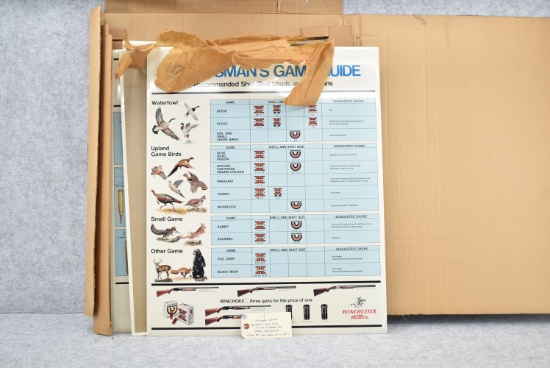 Four Winchester-Western – Sportsman’s Game Guide Tin Over Cardboard Sign Set – Shotgun & Rifle/Cente