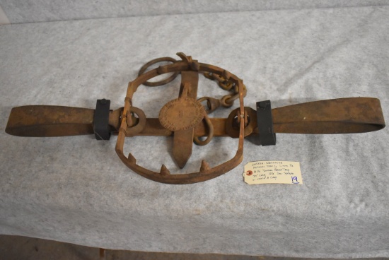 Oneida-Newhouse Animal Trap Co. #15 Double Long Spring Toothed Bear Trap – 34” Long & 12½” Jaw Sprea