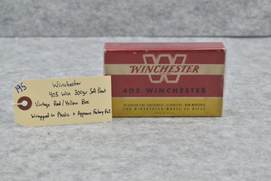 Winchester – 405 Win. 300gr. Soft Point Vintage Red/Yellow Box – Appears Factory Full & Wrapped in P