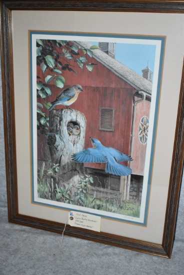 Ned Smith – “Dutch Country Bluebirds” – 287/600 – Framed & Triple Matted Print